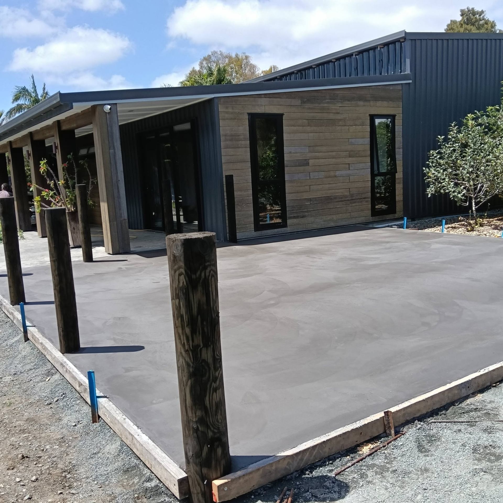 Finished concrete patio by Henwood Concrete in Northland